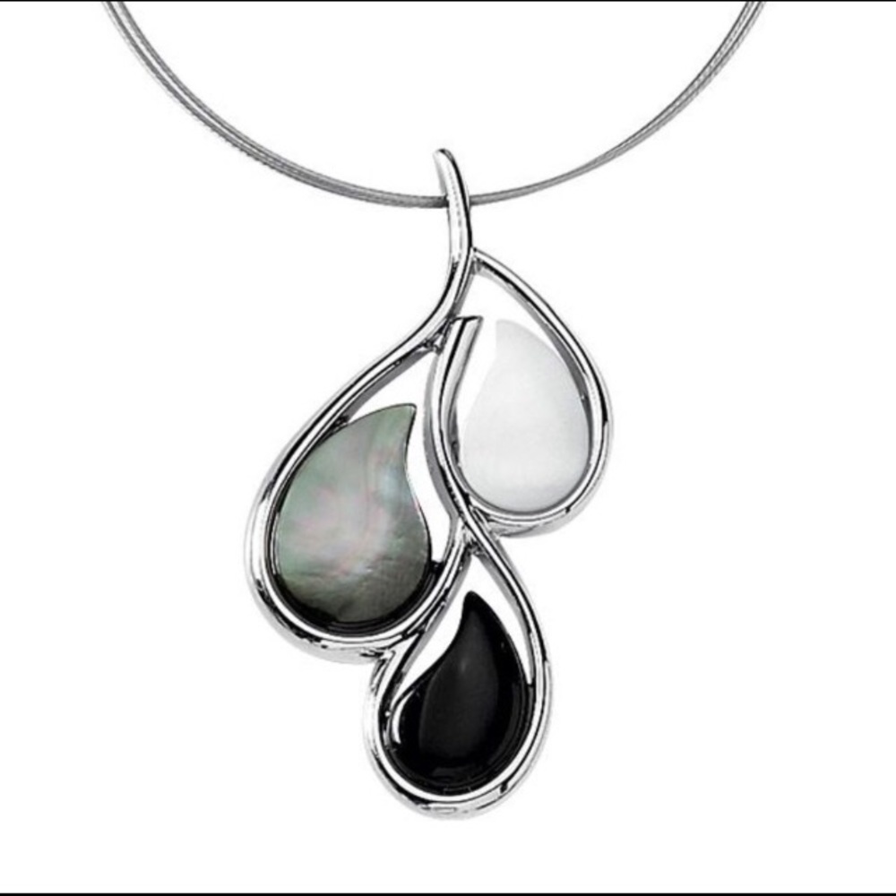 Vintage Lia Sophia Mother of Pearl and sterling silver necklace